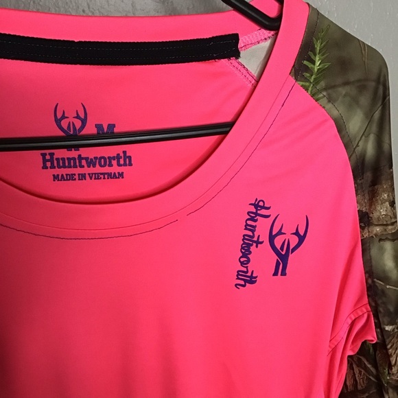Huntworth Pink & Camo Hunting Athletic Shirt - Picture 5 of 8